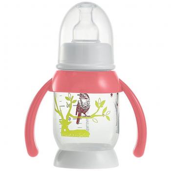 Beaba Bunny - Biberón media luna con asas, 120 ml, color rojo