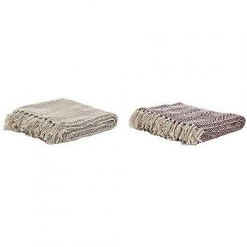 Manta de Algodón con Flecos DKD Home Decor (150 x 200 cm) - Pack de 2 Unidades