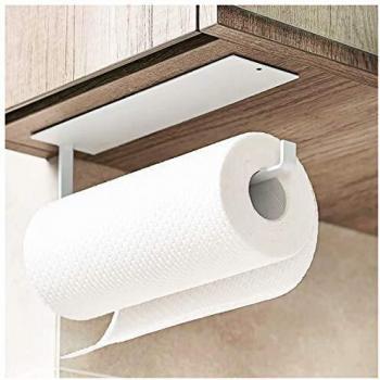 Soporte para toallas de papel de cocina debajo del gabinete – Soporte para rollo de inodoro autoadhesivo – Percha toallero para baño, nevera, fregadero