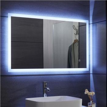 Espejo LED para baño Aquamarin Nova - 80 x 60 cm, antivaho, regulable, ahorro energía, 3000-7000K, pared con luz blanca fría/cálida/neutra, táctil, función de