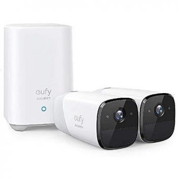 Cámara de Seguridad EufyCam 2 - Cámara Adicional Wi-Fi 1080p, Visión Nocturna, Resistente a la Intemperie, Audio Bidireccional