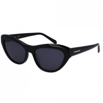 Ferragamo Classic Logo Cat Eye Sunglasses - Black/Gray Solid - 55mm Size One Size