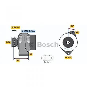 Alternador BOSCH 0 986 040 461 - Tipo: Alternador, Marca: BOSCH, Número de pieza: 0 986 040 461