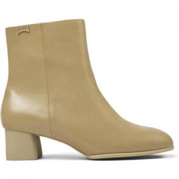 Camper Katie Women's Beige Leather Ankle Boots with Block Heel 5cm