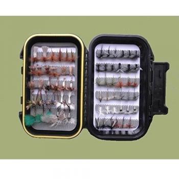 65 moscas para cebos para pesca con mosca de trucha, mezcla de tipos y tamaños Catalogada