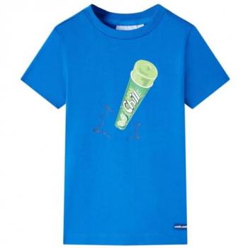 Camiseta Infantil de Manga Corta Azul Chillón con Estampado de Polo 92