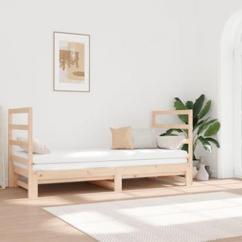 Sofá cama extraíble de madera maciza de pino 2x(90x190) cm color marrón