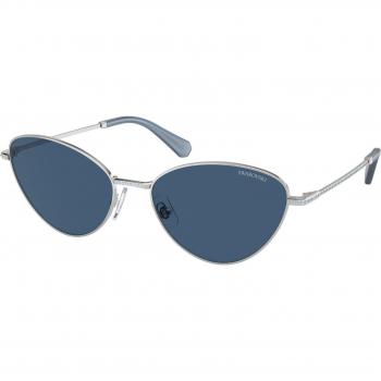 Swarovski SK7014 Cat Eye Sunglasses for Women, Color 400155, Silver/Dark Blue, Size 58 MM