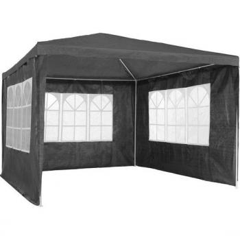 Carpa Baraban Tectake 3 x 3 m con 3 paneles laterales - pabellón para eventos y fiestas en el jardín, incluye tres paneles laterales extraíbles con cierre de velcro y ventanas grandes, sólida