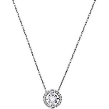Swarovski Sparkling Dance necklace, Round, White, Rhodium plated