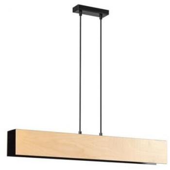 Lámpara de Suspensión Carlo, Acero con recubrimiento de polvo y Contrachapado, Negro, 72x100x6 cm