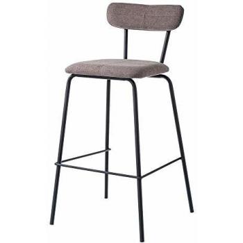 Taburete alto con respaldo de metal marrón vintage para cocina Bretaña - LOLAhome