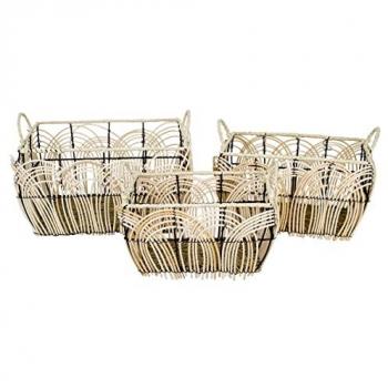 Cestas Decorativas de Espadaña Marrón - Set de 3 Unidades (31x30x40cm)