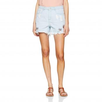 Vila Clothes Vimakkas Patch Shorts, Pantalones Cortos para Mujer, Azul