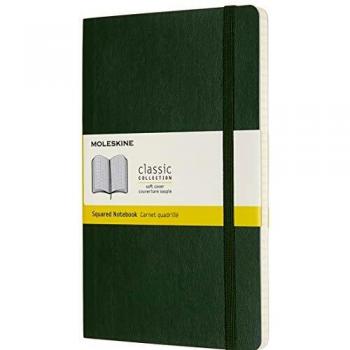 Moleskine -  Cuaderno Clásico con Páginas Cuadriculada, Tapa Blanda y Goma Elástica, Verde