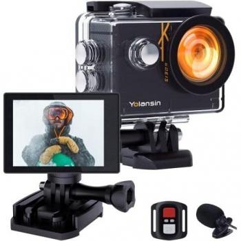 Yolansin Cámara de acción 4K 60FPS 20MP WiFi 40m Impermeable EIS Cámara Deportiva con Gran Angular de 170° HD DV videocámara con cámara de 2,4 g para Casco…