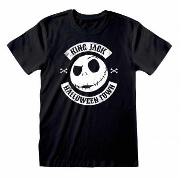 Nightmare Before Christmas Jack Crest Unisex Black T-Shirt - 100% Cotton, Large
