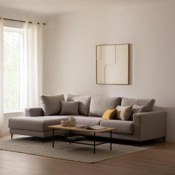 Sofá tapizado gris de 276 x 86 cm Kenay Home