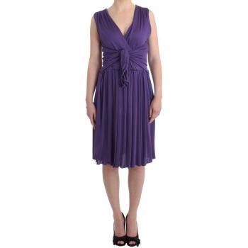 John Galliano Elegant Purple Jersey Midi Sheath Dress - Size M (IT42)