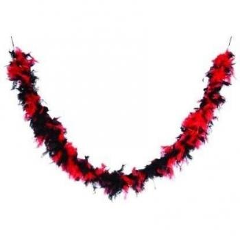 P'TIT Clown re10046 - Boa en plumes synthétiques d'1m80 - 45 g, noir et rouge