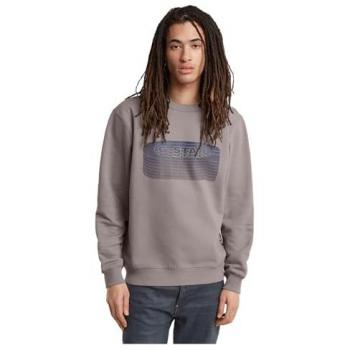 Sudadera G-Star Raw Stacked Old Skool Logo R para Hombre, Color Gris Elephant Skin, Talla L, Algodón Orgánico