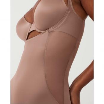 Body de satén con pecho descubierto a medio muslo para mujer - SPANX
