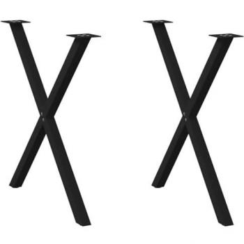 X-Shaped Dining Table Legs - Black Steel, 2 pcs, 27.6x(28.3-28.7)