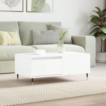 Mesa de centro vidaXL de madera contrachapada 90x50x36,5 cm en color blanco y negro, ideal para salón o comedor, diseño brillante