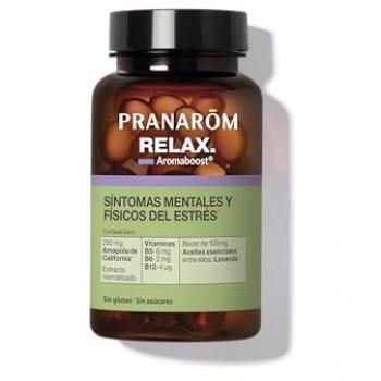 Cápsulas Relax Pranarôm - Complemento Alimenticio para el Estrés con Vitaminas B5, B6, B12 y Aceite Esencial de Lavanda Verdadera - 60 uds