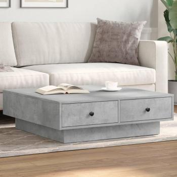 Mesa de centro multicapa de madera y hormigón gris 90x90x28 cm