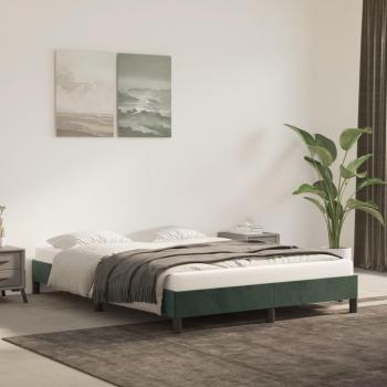 Cama solar sin colchón de terciopelo verde oscuro 140x190 cm