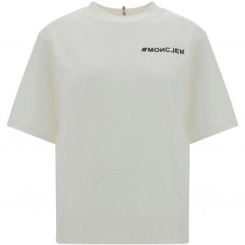 Moncler Logo Oversized Round Neck T-Shirt, Female, White, Size: M