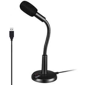Micrófono USB para Computadora de Escritorio y Portátil, Micrófono de Condensador Omnidireccional de 360° para Teleconferencia/Aprendizaje, Chat en línea, Juegos, Podcasting, Grabación, Skype