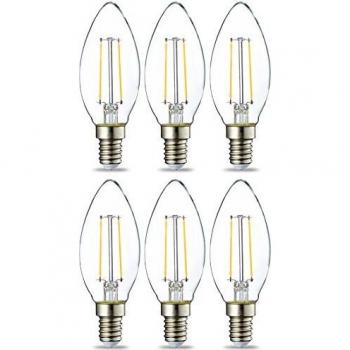 Amazon Basics - Bombilla de vela pequeña LED E14, Edison, de 2,1 W