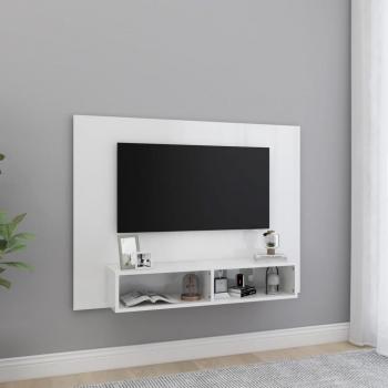 Mueble de TV de pared madera contrachapada 120x23,5x90 cm vidaXL, Mueble de Salon, Mueble TV, Mueble Televisor, Mesa de TV, aglomerado blanco brillante 120x23