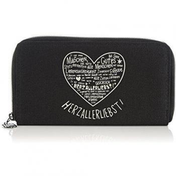 Adelheid Herzallerliebst Geldbeutel Groß - Cartera para mujer, color negro