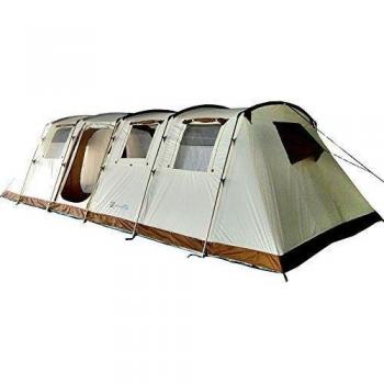 Skandika Casablanca Tienda de campaña túnel para 12 personas | suelo cosido, impermeable, 5000 mm de columna de agua, 2,1 m de altura, 2 grandes cabinas para dormir, 2 entradas