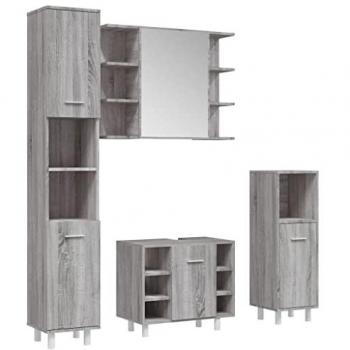 Set de Muebles de Baño 4 Piezas Gris Sonoma en Madera Compuesta