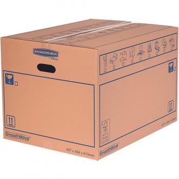 Pack 10 Cajas de Mudanza Bankers Box 6208301 Montaje Manual Tamaño Medio 430x300x250mm Cartón Simple con Asas