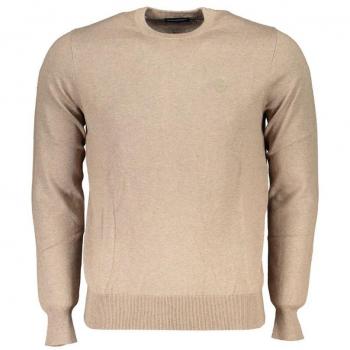 North Sails Beige Fabric Shirt - 3XL, North Sails Round-neck Knitwear, Male, Beige, Size: 3XL Embroidered Crew Neck Sweater made of Fibers