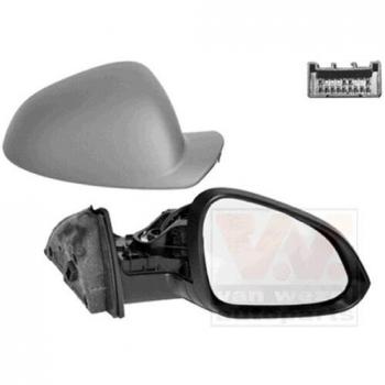 Espejo retrovisor VAN WEZEL 3850828 con ajuste manual, cristal convexo, carcasa negra y diseño OEM