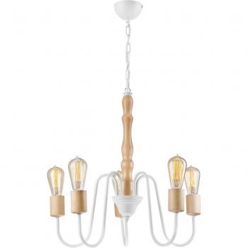 Lámpara de Araña Industrial Norah, 5 Luces E27, Blanca