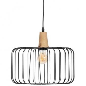 Lámpara de Techo Negra Natural de Madera y Hierro 220-240 V 35 x 35 cm