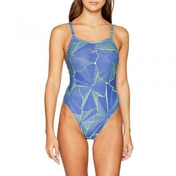Speedo Waltzerwhizz Allover Turnback AF Traje De Baño, Mujer, Chroma Blue/Bright Zest, 28