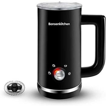 Espumador de Leche Eléctrico, 4 en 1 Batidora de Leche, 500W 240ml Espuma Caliente/Fría Calentar Leche, Apagamiento Automático Calentador Leche, para Café Latte Capuchino Chocolate