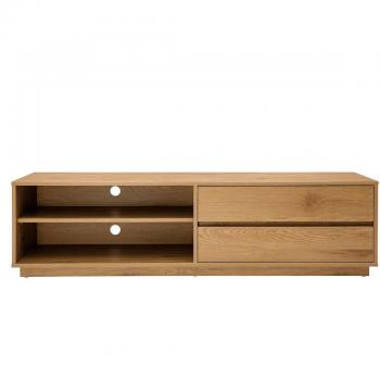 Mueble TV Miliboo con acabado de roble claro, 2 cajones, 160 cm, madero