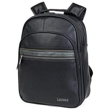 Lois - Mochila de Hombre para Portátil Pequeño. Estilo Casual. Múltiples Compartimentos. Cómoda para Uso Diario o Viaje. Cuero PU 305336, Negro