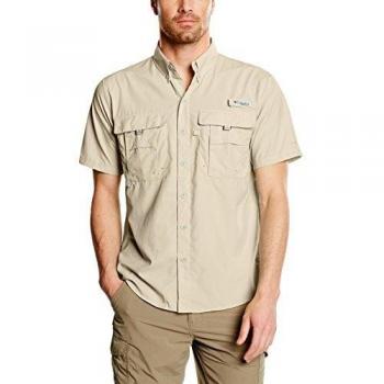 Columbia Bahama II Short Sleeve Shirt FO7047 - Camisa de Pesca de Manga Corta, Nailon, Hombre, Beige
