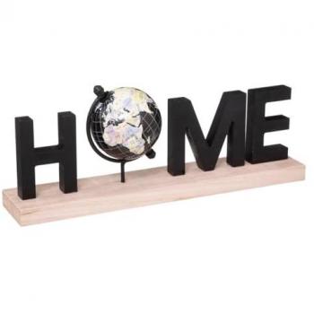 Cuadro Decorativo de Madera Home - Medidas: 36x8.5x13.5 cm - Color Negro/Beige