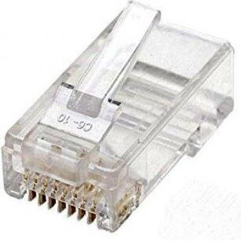 Intellinet 502344 RJ45 Modular Plugs, Cat6, UTP, 2-prong, for stranded wire, 15 µ gold plated contacts, 100 pack